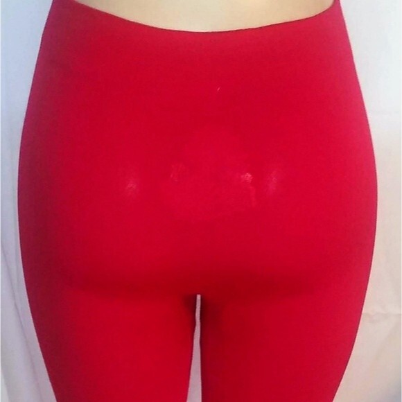 Red Fleece High Waisted Leggings - Picture 6 of 15